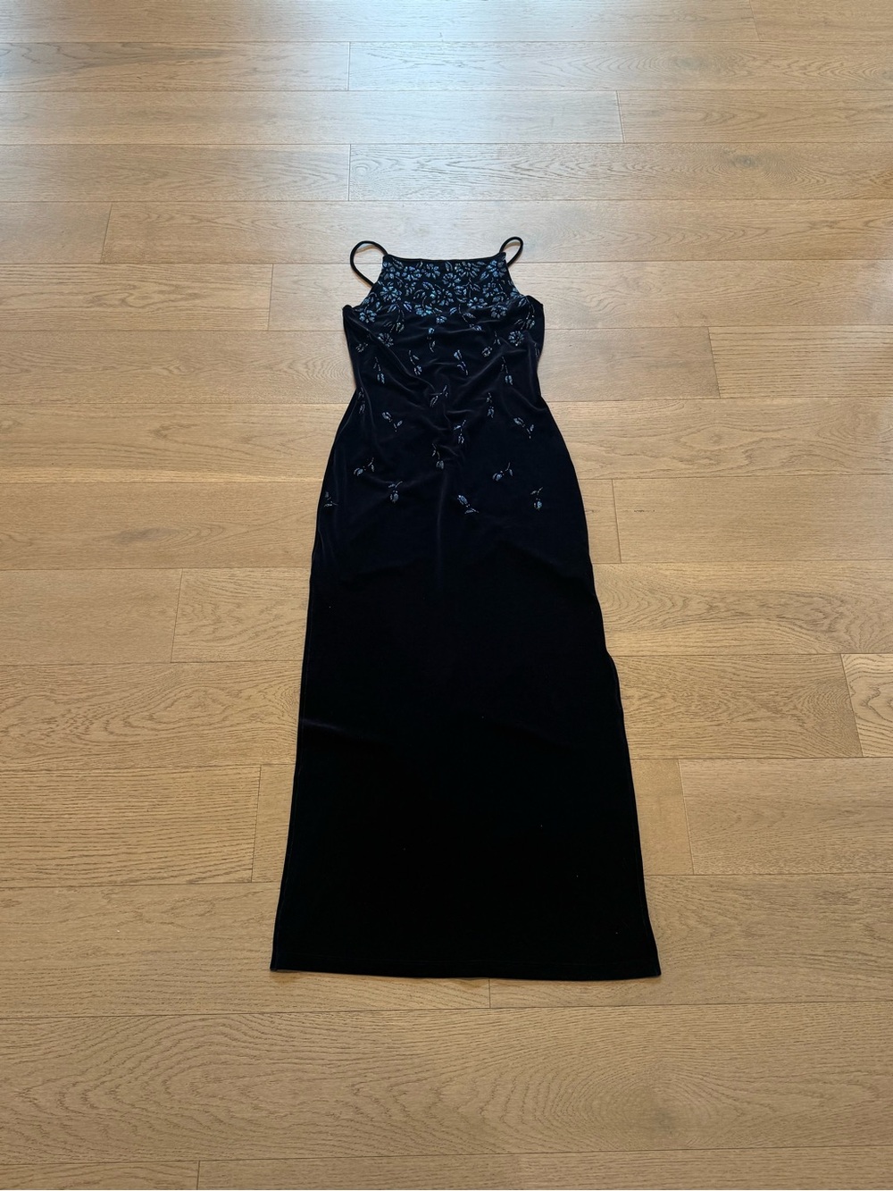 Navy Embellished Velvet Slip Dress - Women
